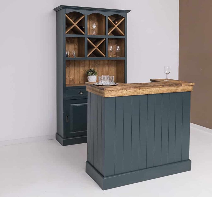 Set mobilier de bar, dublu color, lemn masiv